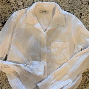 Madewell white tie front button up.